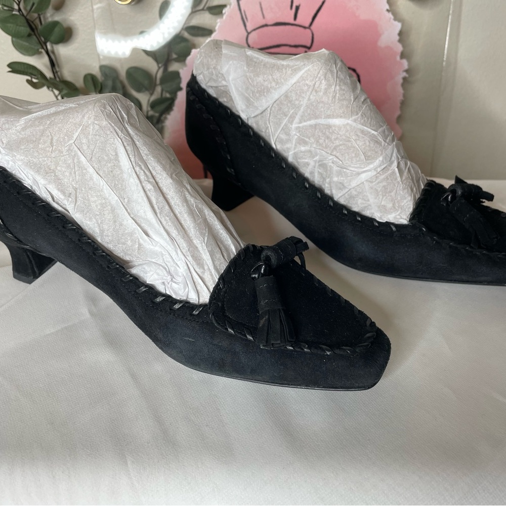 Stuart Weitzman Black Suede Kitten Heel